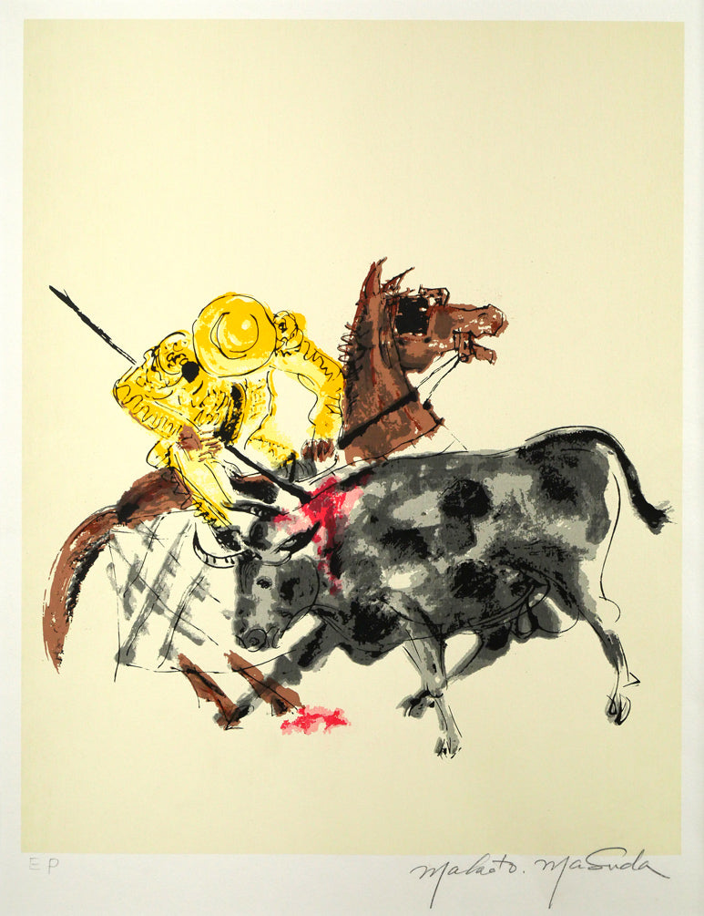 増田誠「闘牛」リトグラフ 作品全体画像