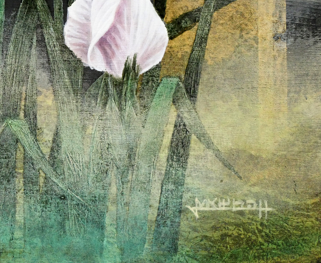 増本憲樹「大宰府の花開運縁起図(菖蒲寂韻)」油絵・F3号 拡大画像7