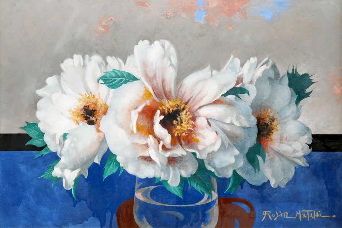 松樹路人「牡丹」油絵・M12号 作品全体画像