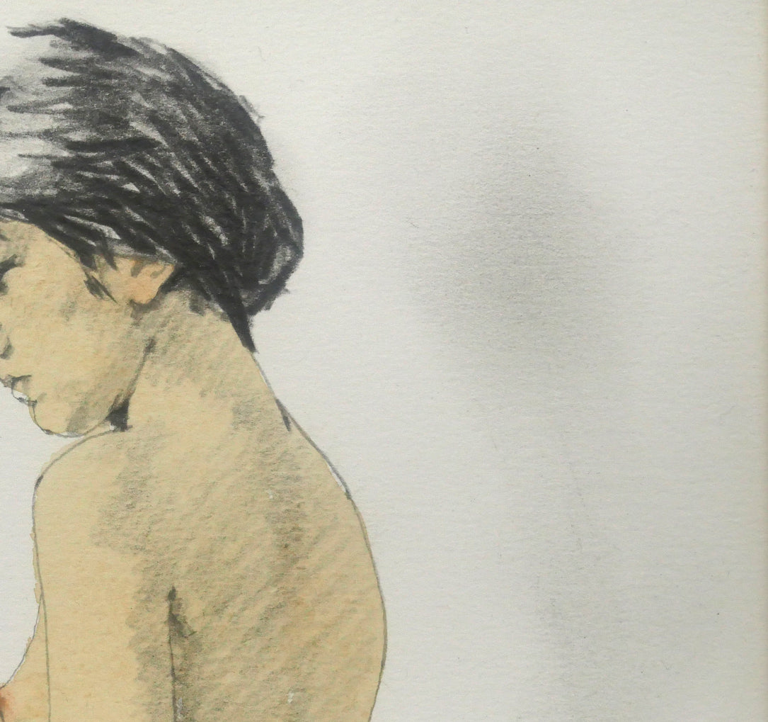 松樹路人「立像(裸婦)」水彩画・2号 拡大画像2
