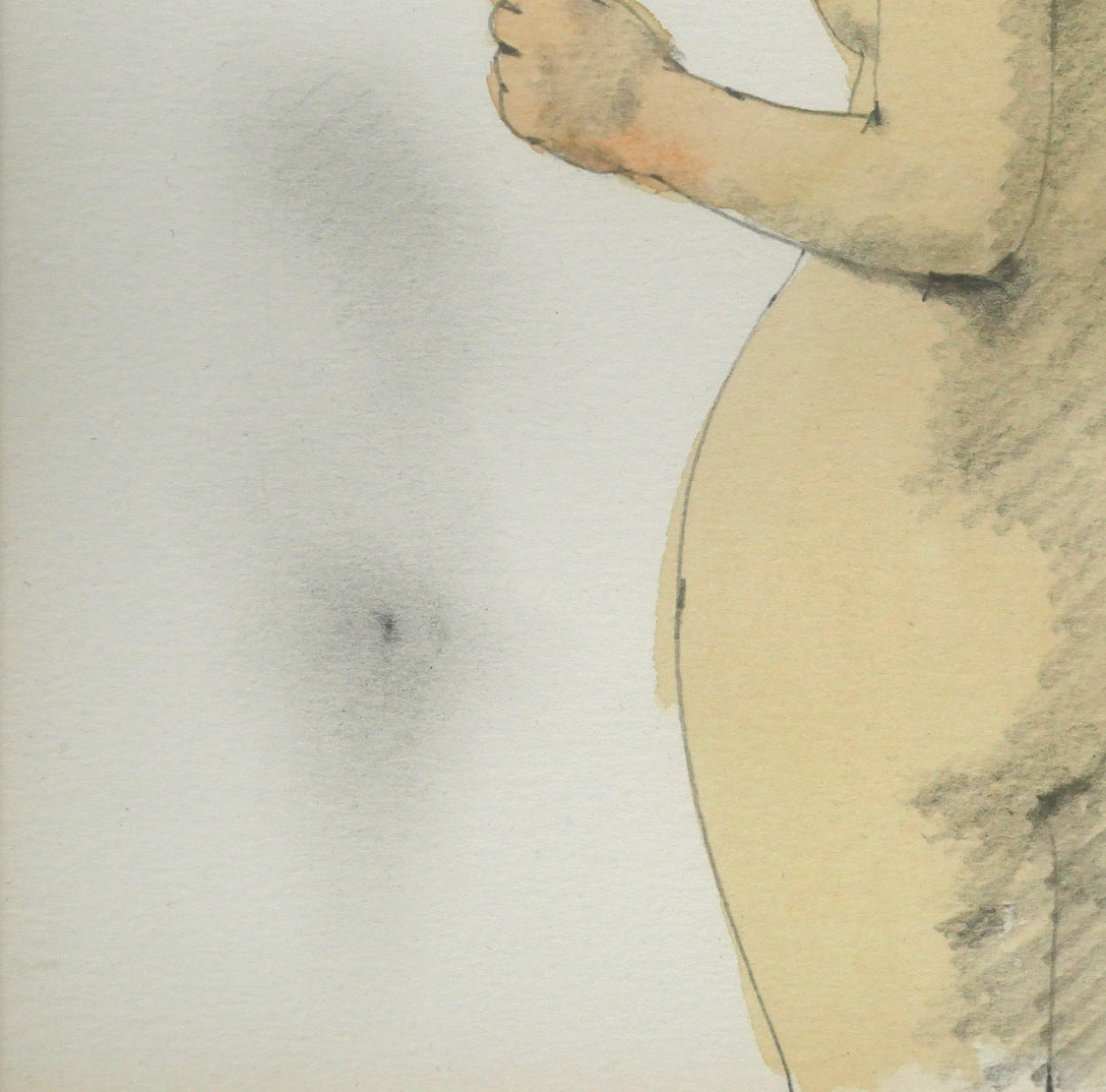 松樹路人「立像(裸婦)」水彩画・2号 拡大画像3