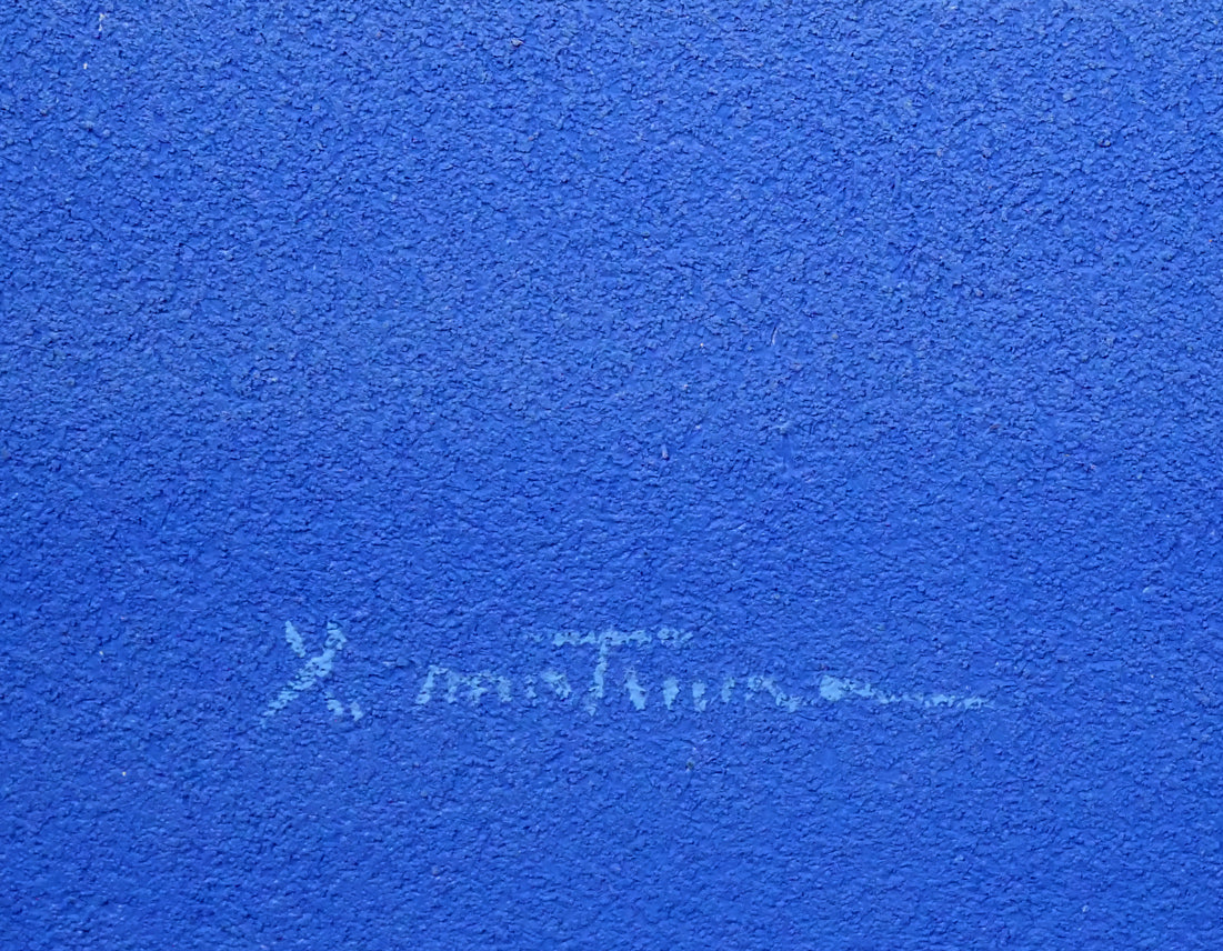 松浦敬文「水辺の城(馬九行く-うまくいく)」油絵・F10号 サイン拡大画像