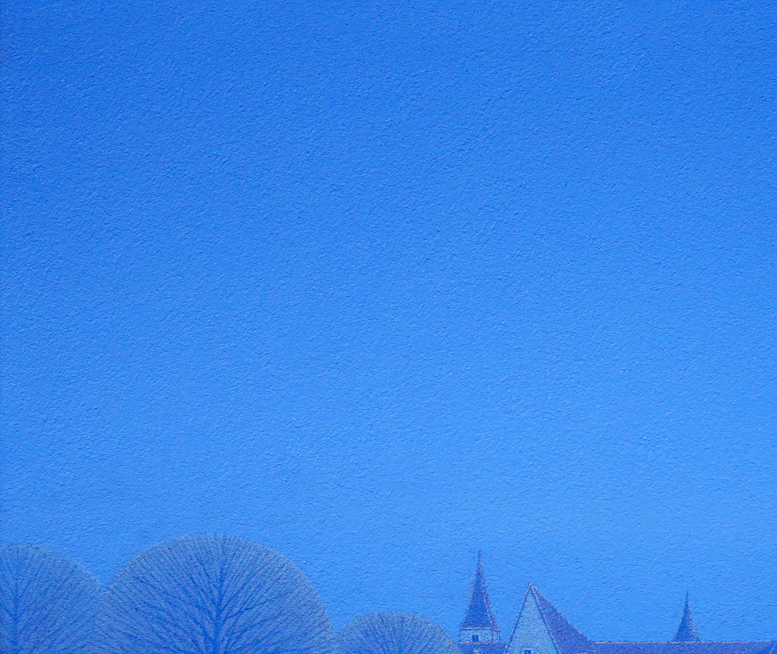 松浦敬文「水辺の城(馬九行く-うまくいく)」油絵・F10号 拡大画像1