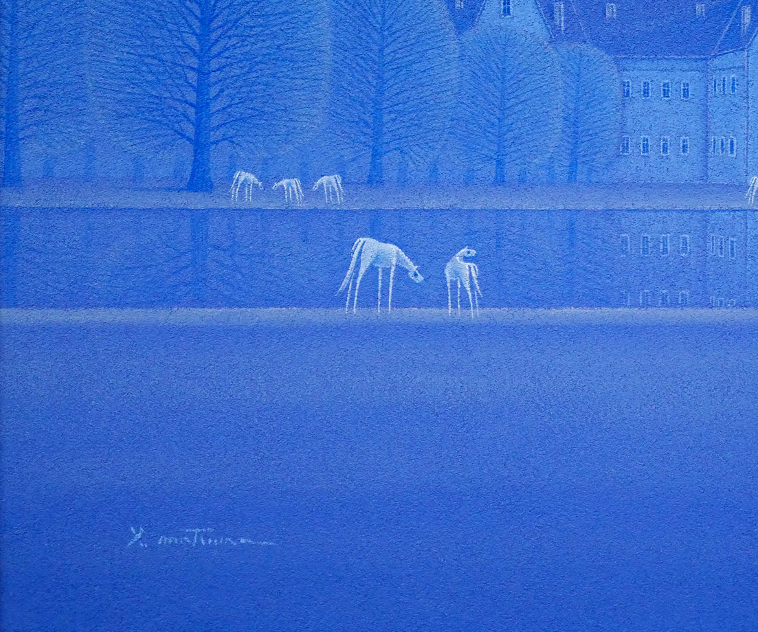 松浦敬文「水辺の城(馬九行く-うまくいく)」油絵・F10号 拡大画像3