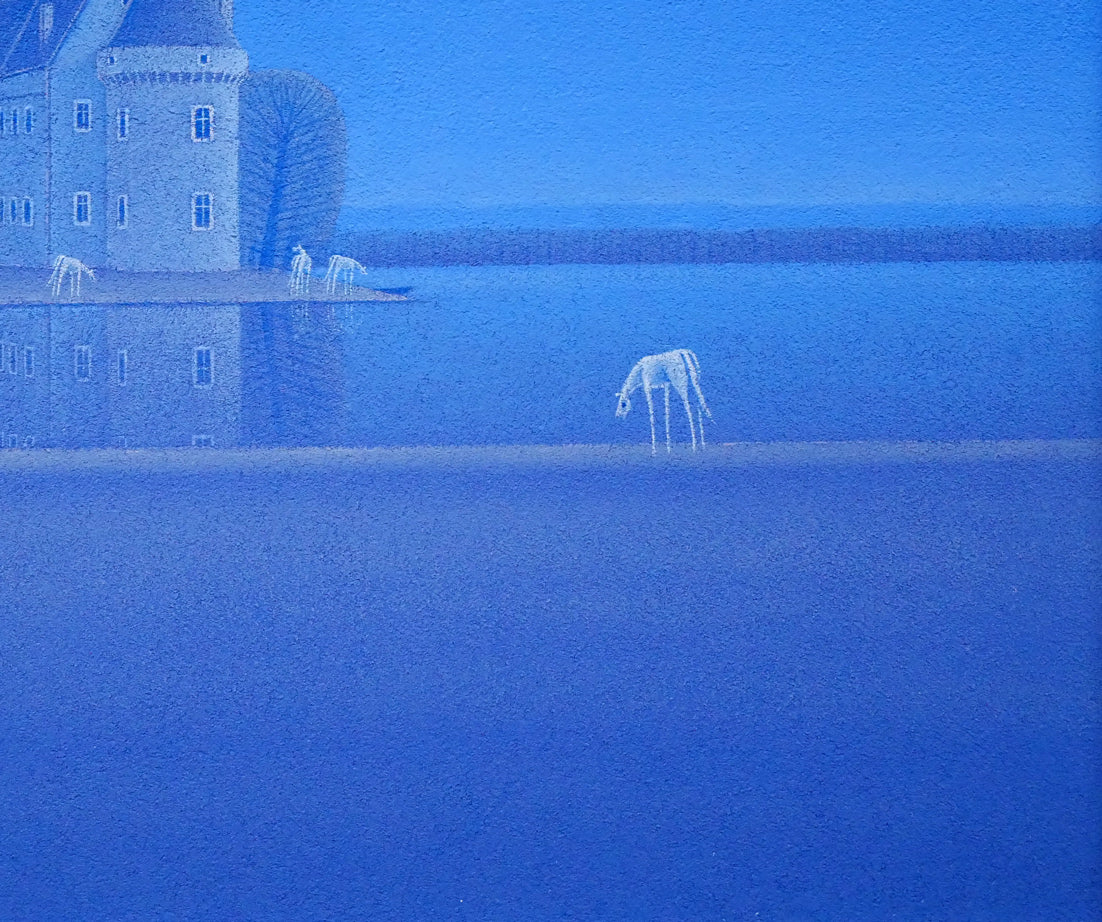 松浦敬文「水辺の城(馬九行く-うまくいく)」油絵・F10号 拡大画像4