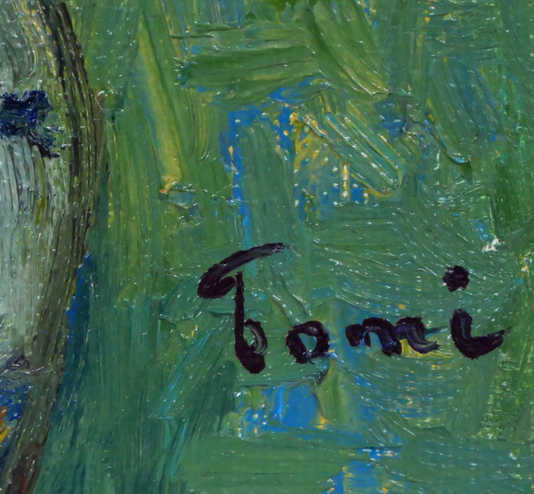 松本富太郎「薔薇」油絵・F0号 サイン拡大画像