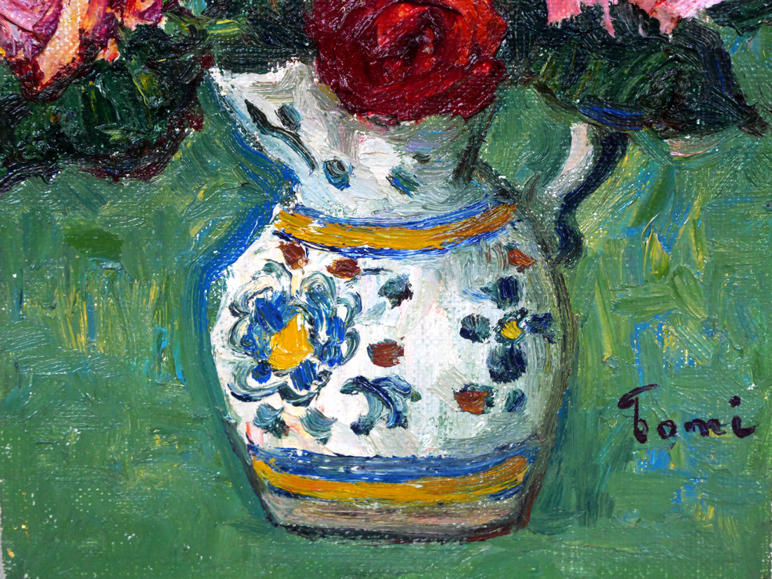 松本富太郎「薔薇」油絵・F0号 拡大画像4