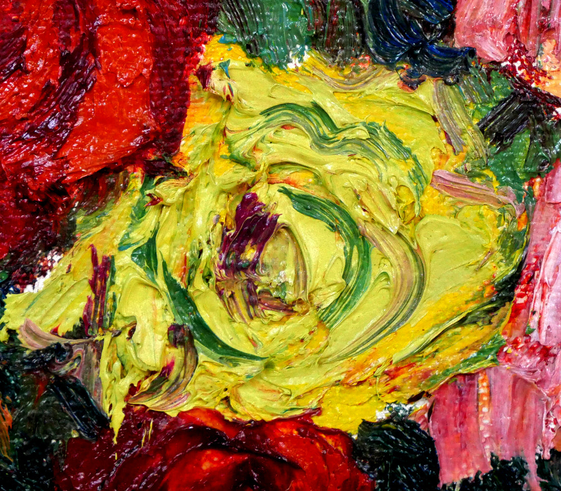 松本富太郎「薔薇」油絵・F0号 拡大画像3