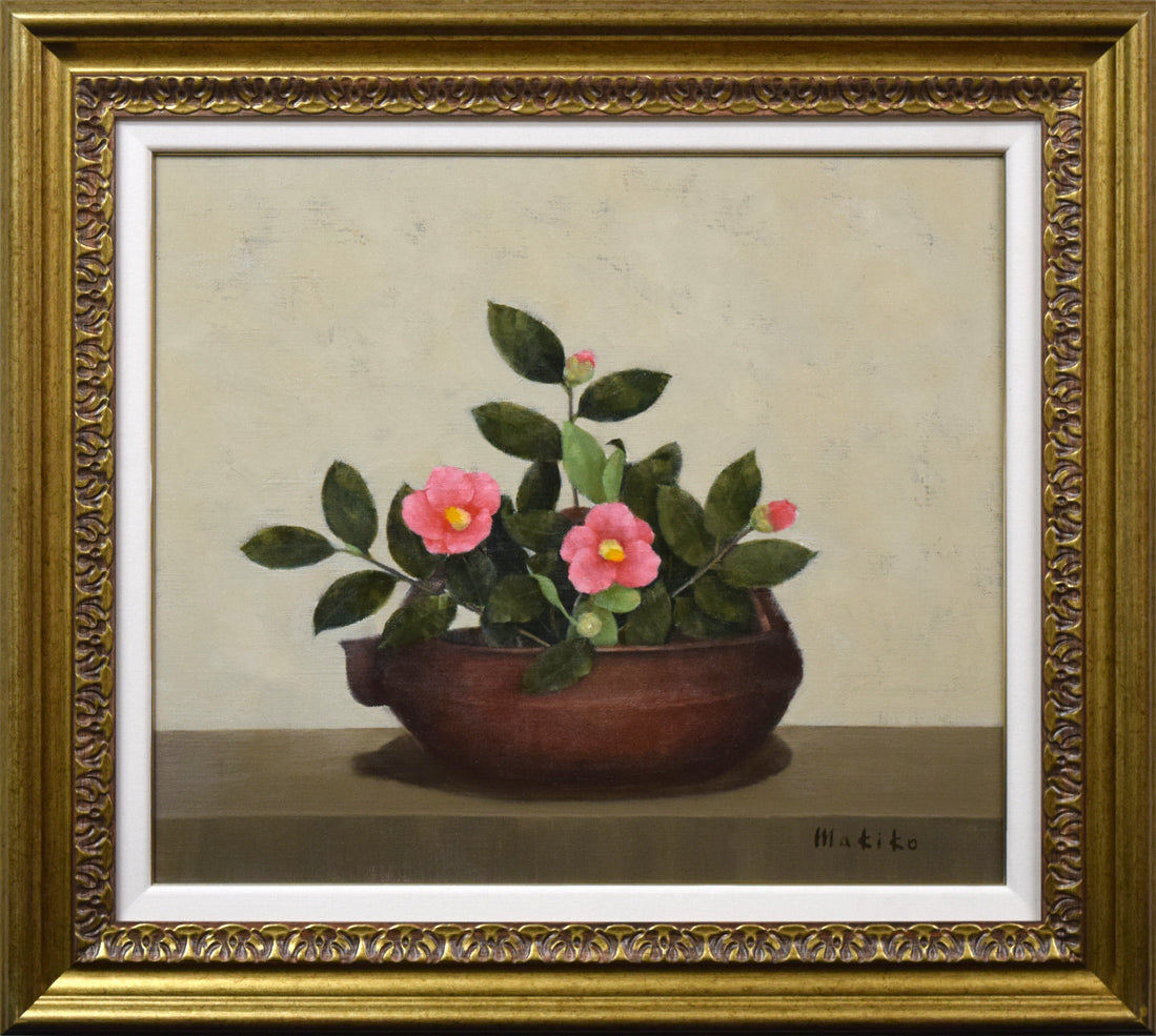 松永真樹子「つばき(椿)」油絵・F10号