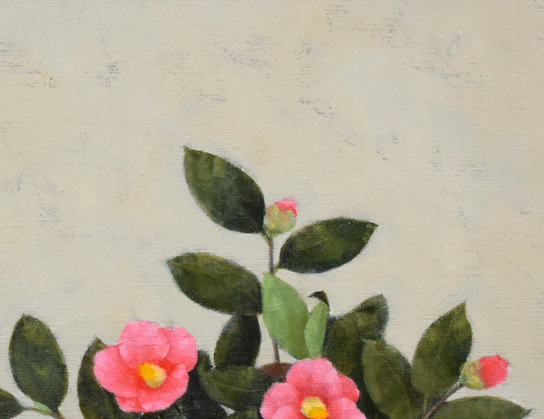 松永真樹子「つばき(椿)」油絵・F10号 拡大画像1