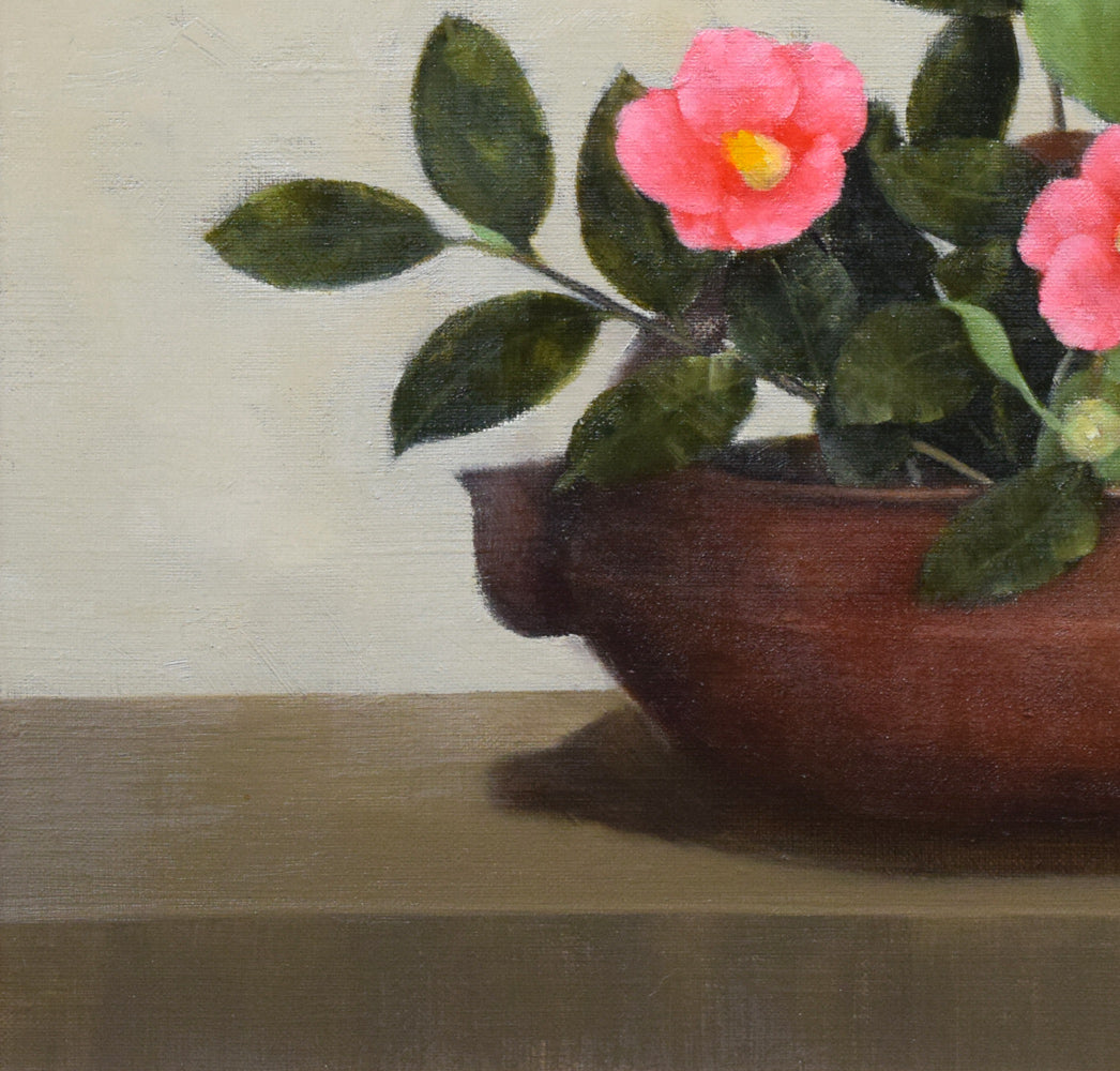 松永真樹子「つばき(椿)」油絵・F10号 拡大画像3