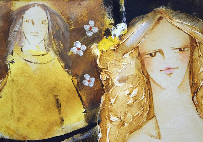 松任谷國子「春近し」油絵・F8号 拡大画像1