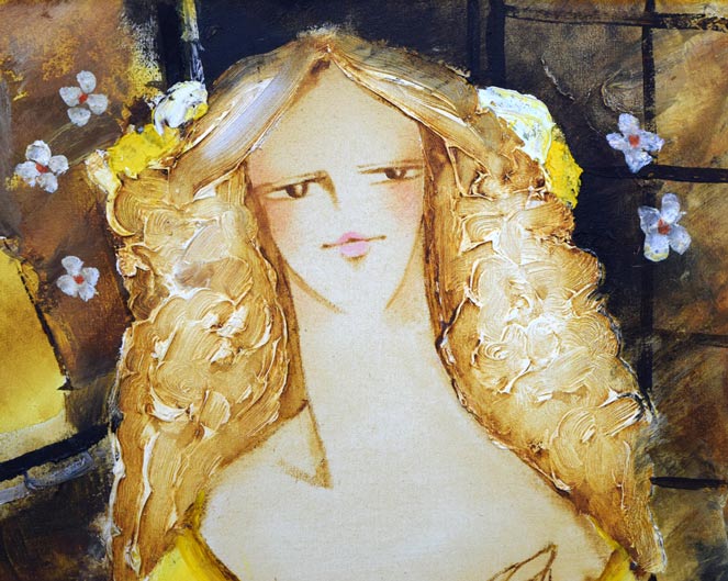 松任谷國子「春近し」油絵・F8号 拡大画像2