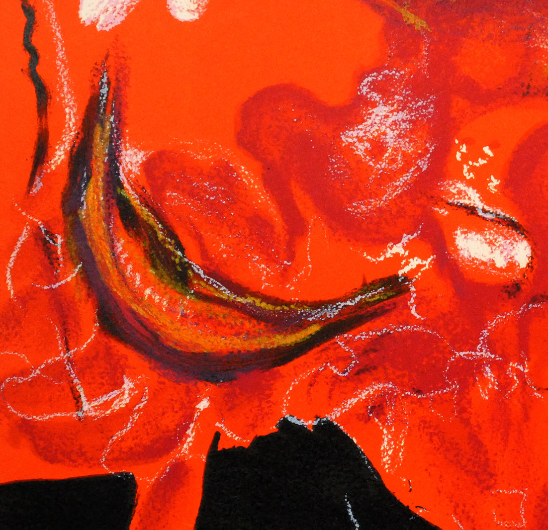 三岸節子「花(赤)」リトグラフ 拡大画像3