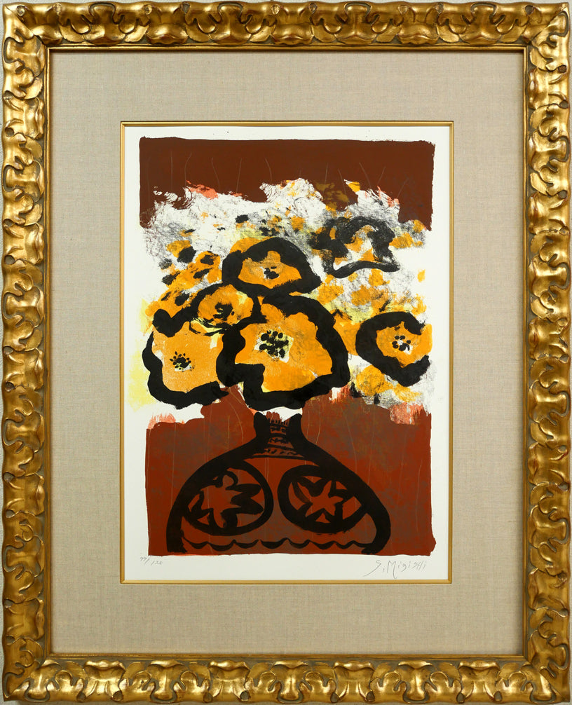 三岸節子「茶の花」リトグラフ