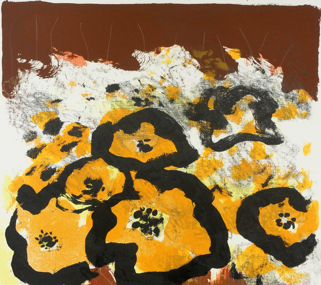 三岸節子「茶の花」リトグラフ 拡大画像1