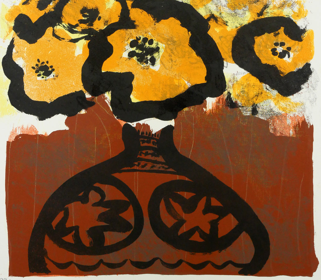 三岸節子「茶の花」リトグラフ 拡大画像3