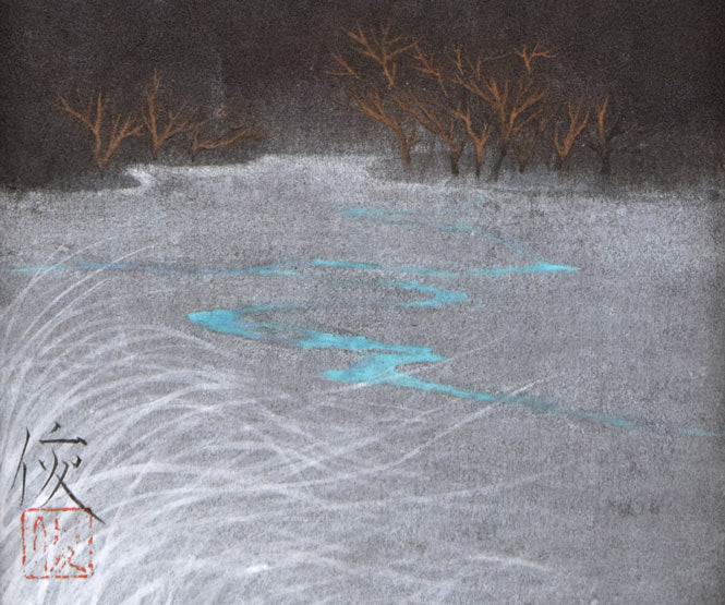 三上俊樹「月明」日本画・SM 拡大画像3