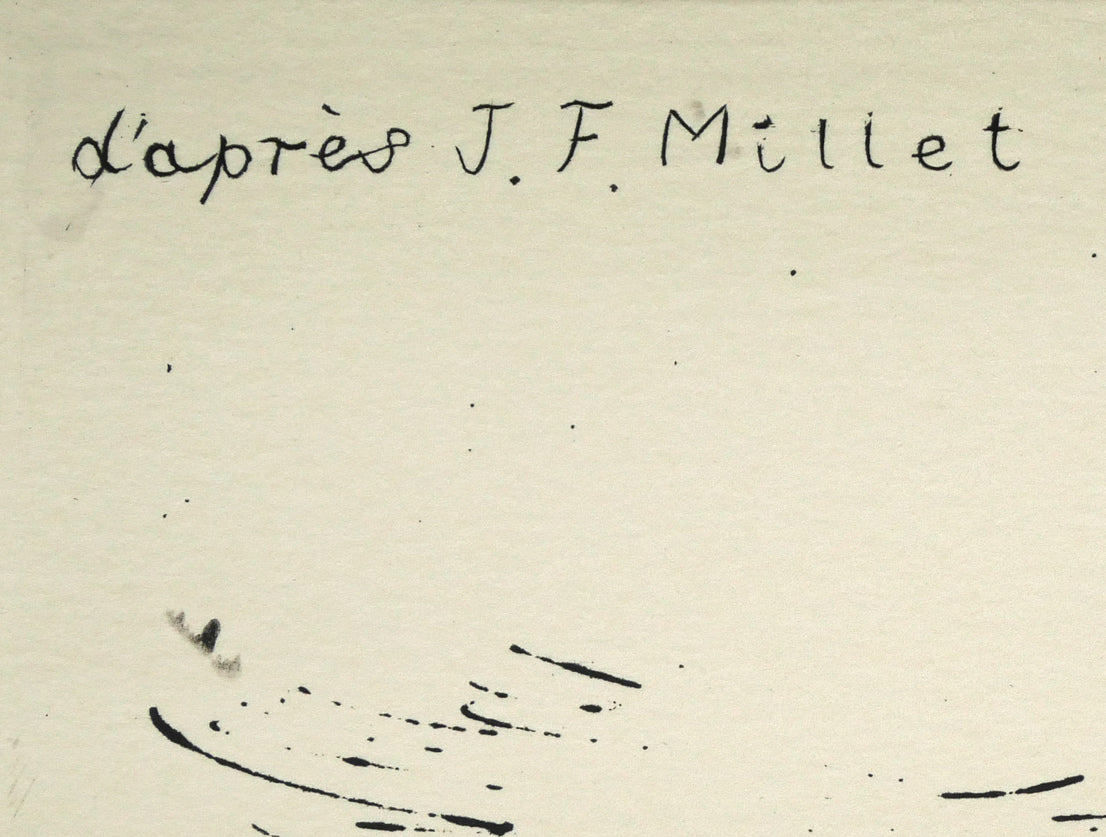 ジャン=フランソワ ミレー(Jean-François MILLET)「仕事に出かける人」銅版画 版上サイン1