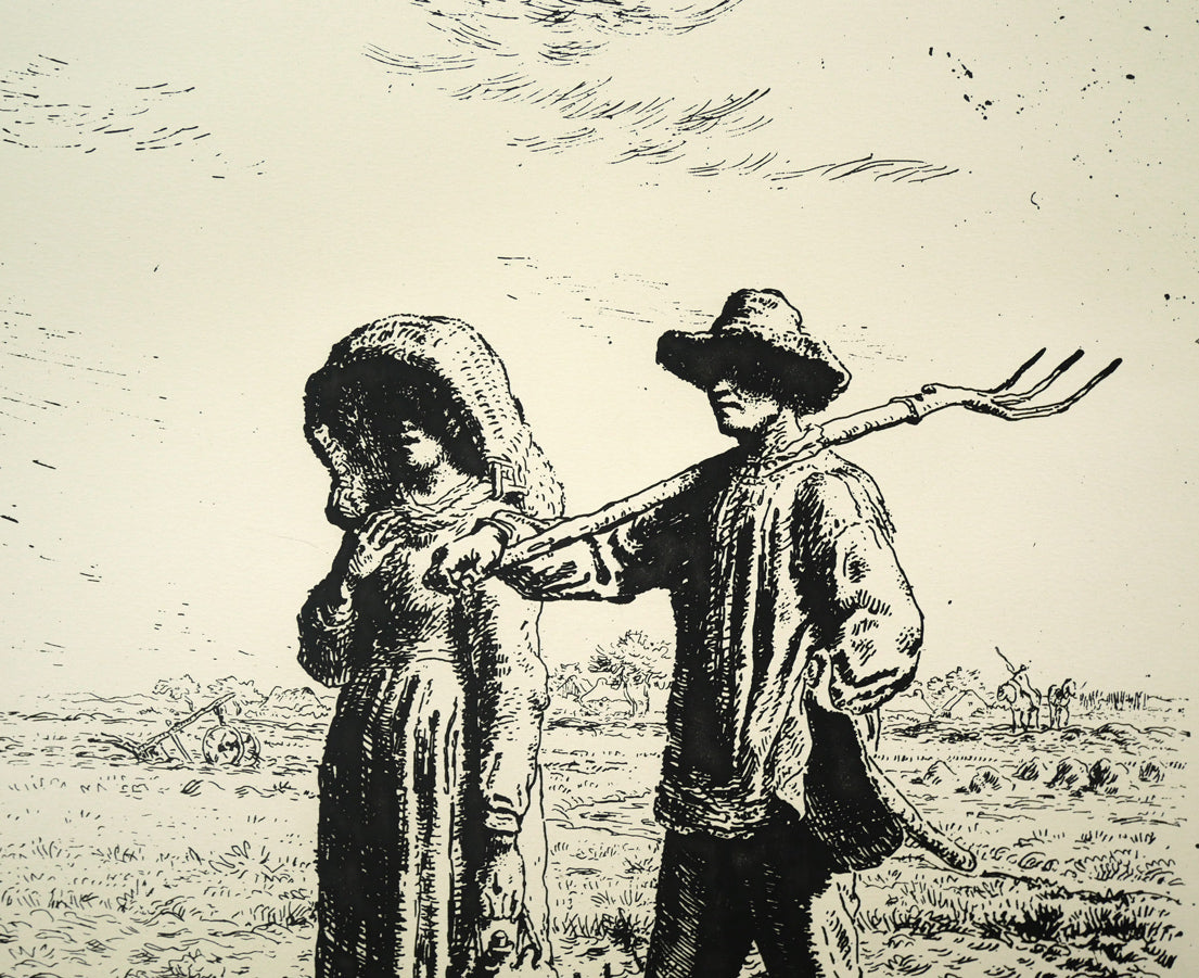 ジャン=フランソワ ミレー(Jean-François MILLET)「仕事に出かける人」銅版画 拡大画像1