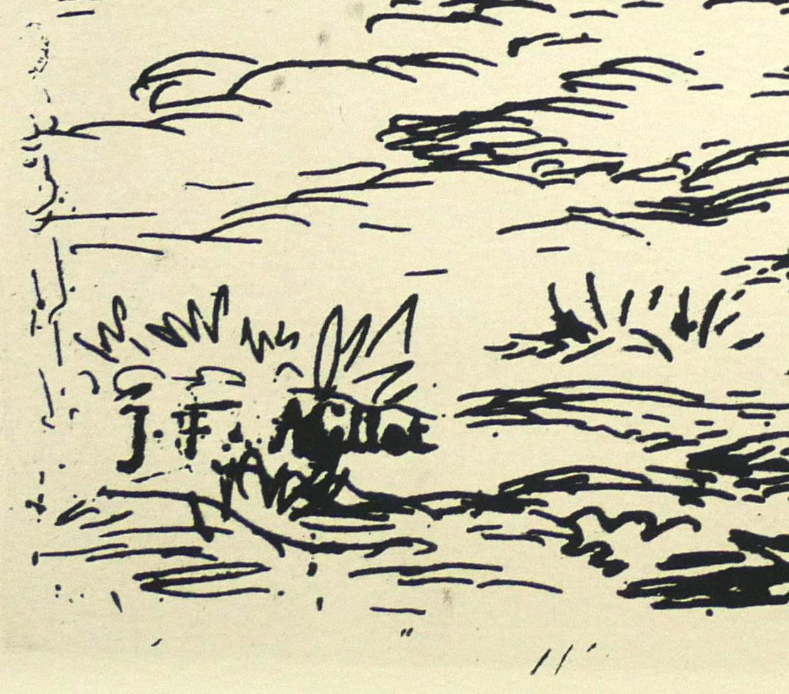 ジャン=フランソワ ミレー(Jean-François MILLET)「仕事に出かける人」銅版画 版上サイン2