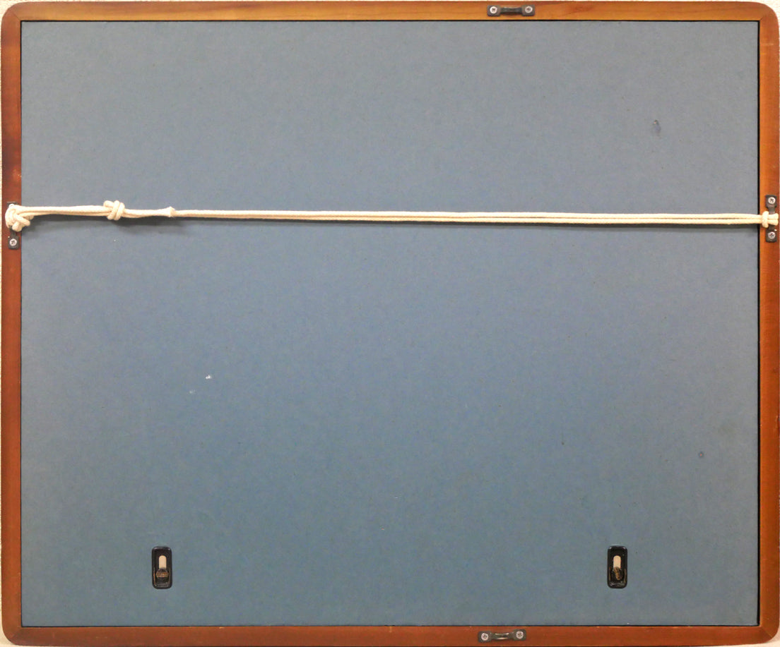 峯孝「新冠牧場にて(牛)」水彩画・色紙額装 額縁裏側画像