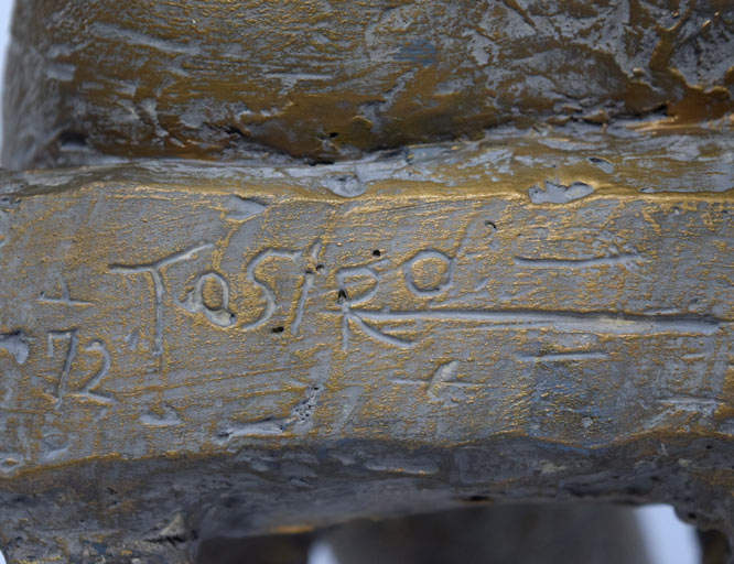 峯田敏郎「女性像」石膏彫刻に着色 サイン・年記(1972年作)拡大画像