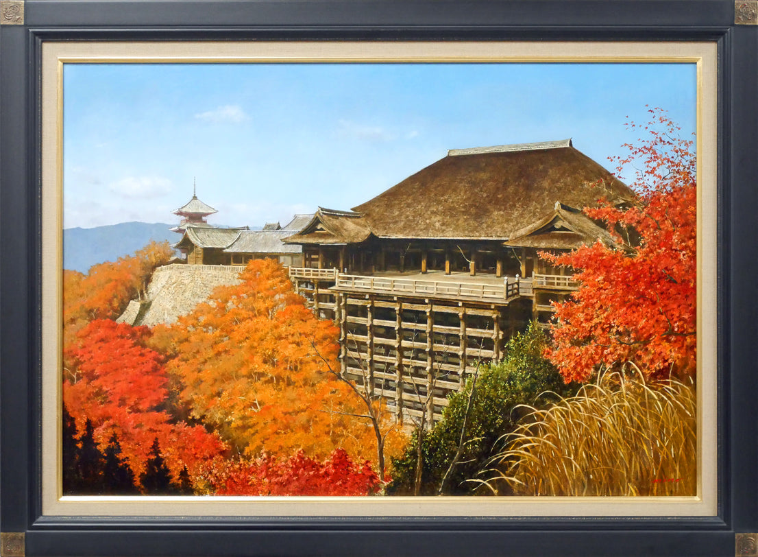 身野友之「紅葉・清水寺」油絵・M20号