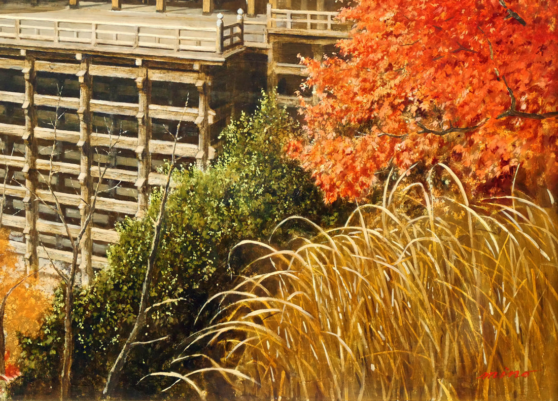 身野友之「紅葉・清水寺」油絵・M20号 拡大画像4