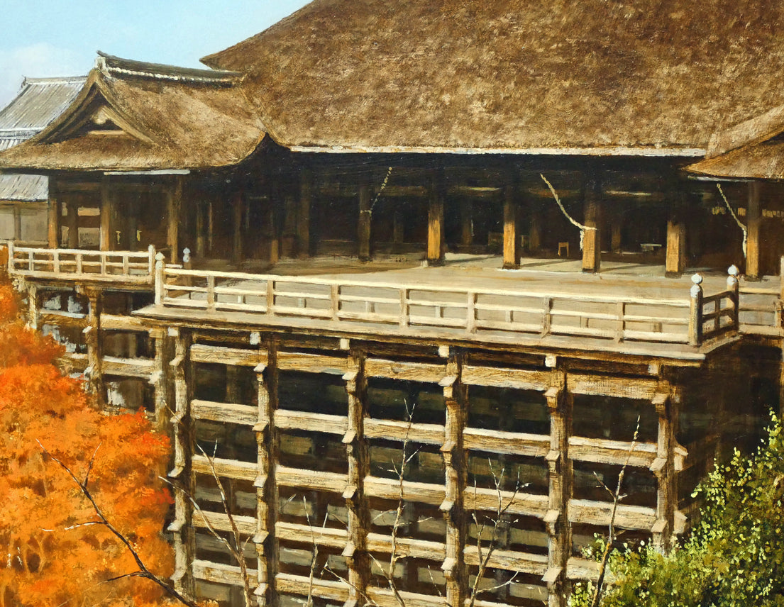 身野友之「紅葉・清水寺」油絵・M20号 拡大画像5