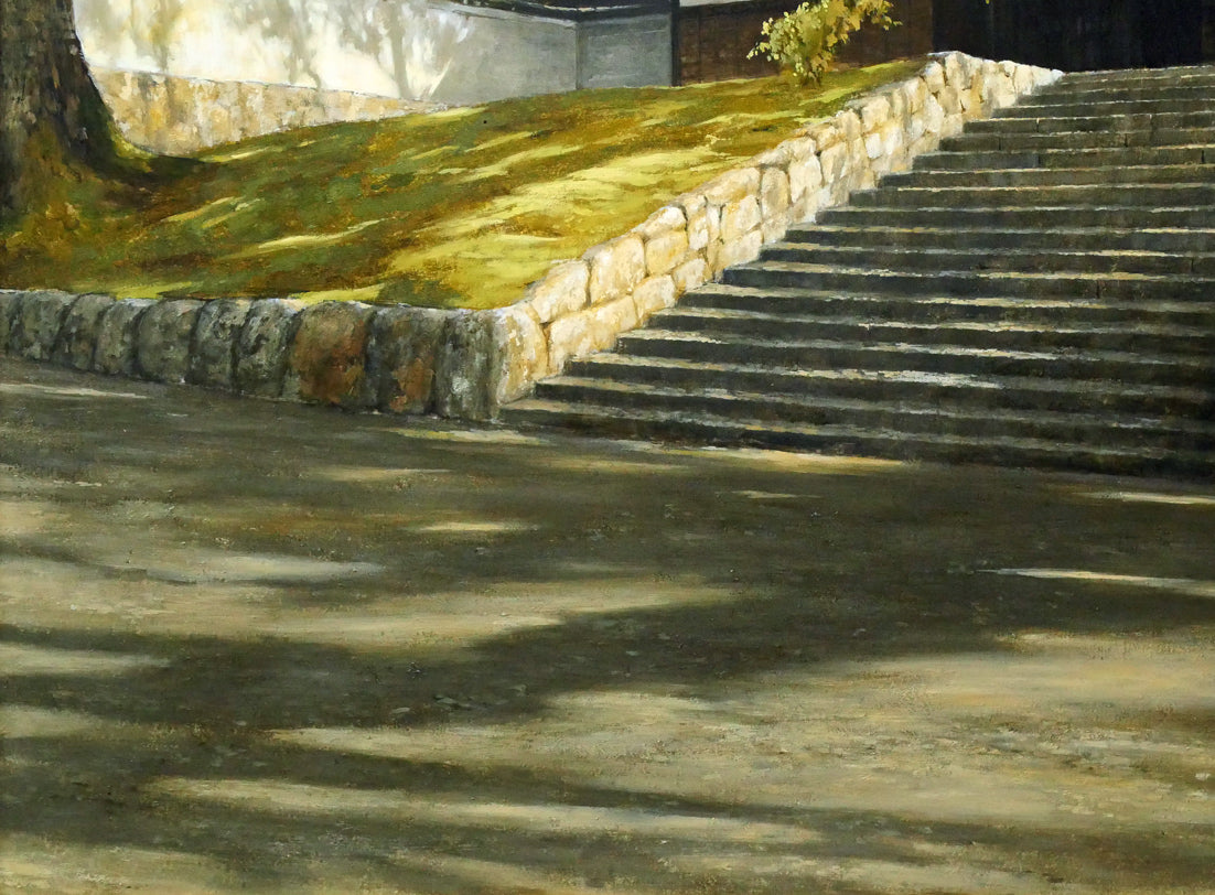 身野友之「楠若葉(京都・青蓮院)」油絵・M20号 拡大画像4