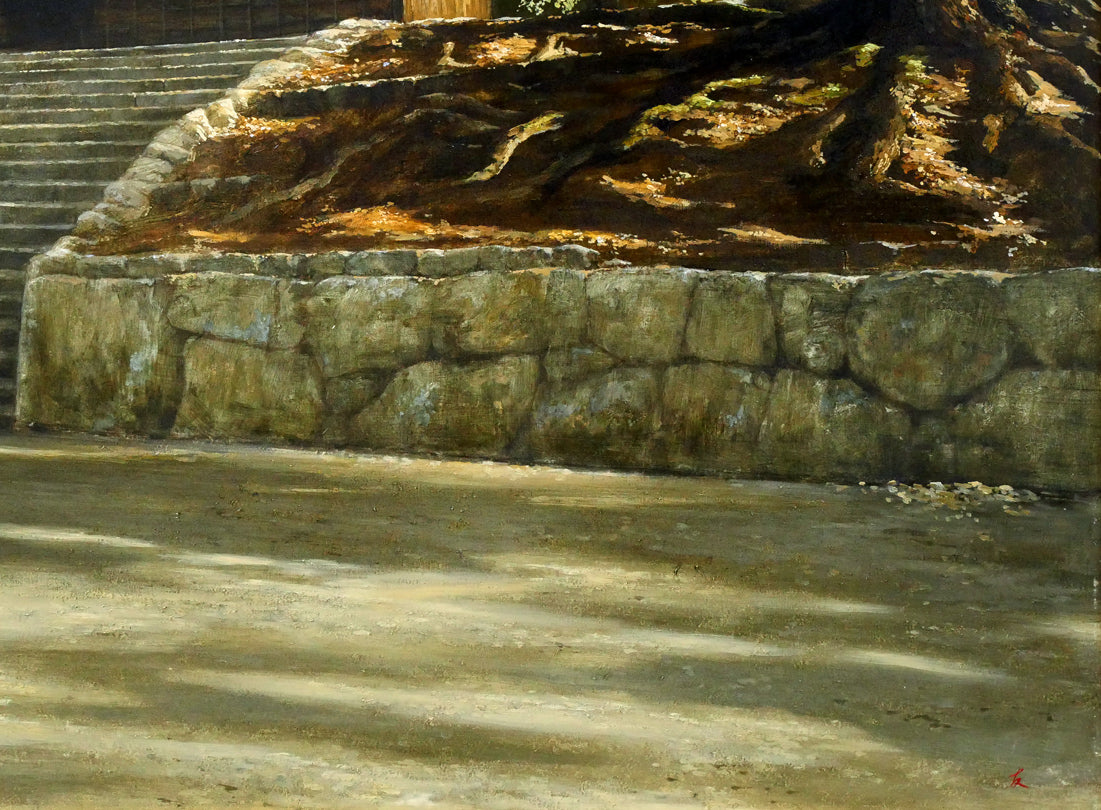 身野友之「楠若葉(京都・青蓮院)」油絵・M20号 拡大画像5