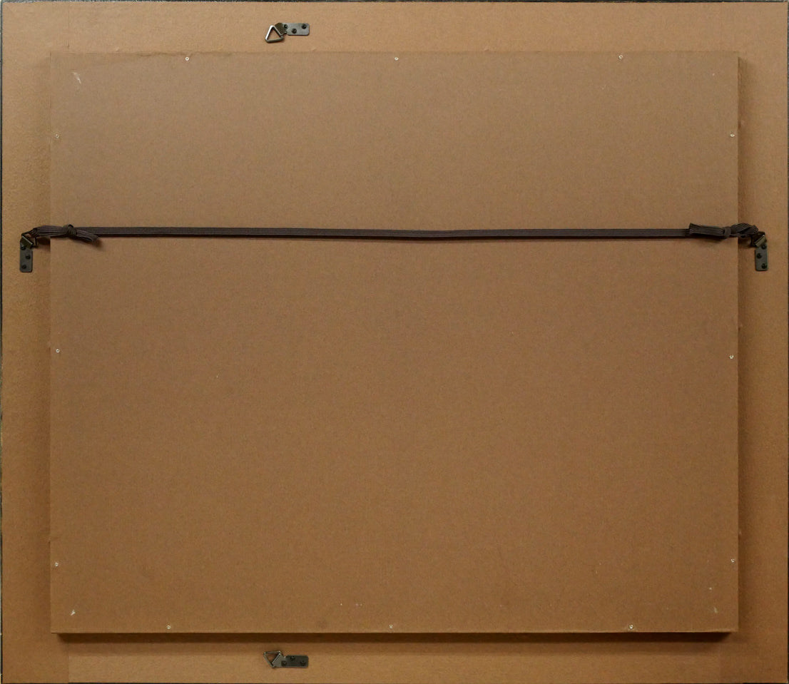 身野友之「新緑の五十鈴川(伊勢神宮)」油絵・F20号 額縁裏側画像