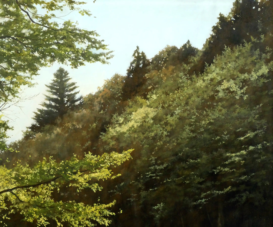 身野友之「新緑の五十鈴川(伊勢神宮)」油絵・F20号 拡大画像2