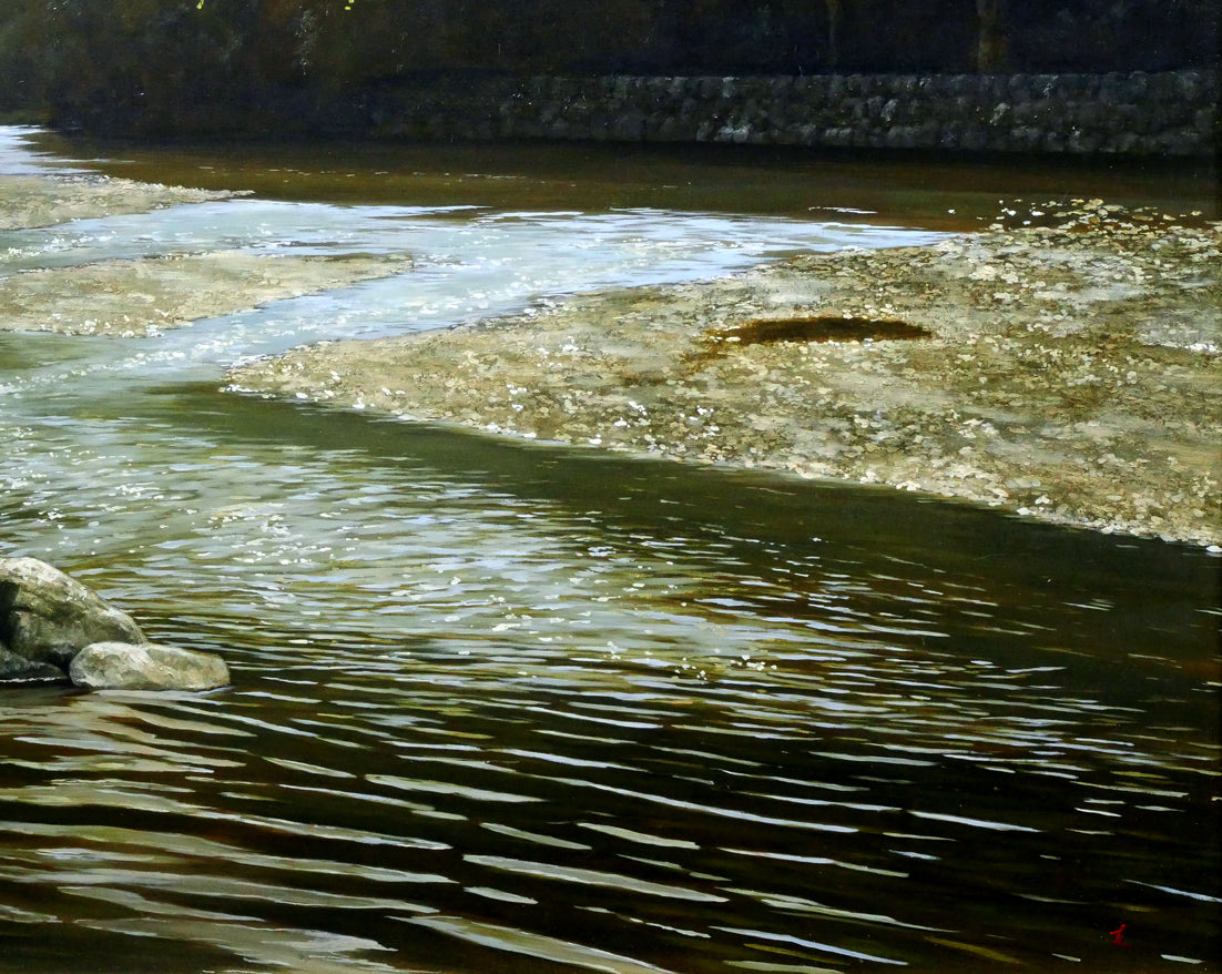 身野友之「新緑の五十鈴川(伊勢神宮)」油絵・F20号 拡大画像4