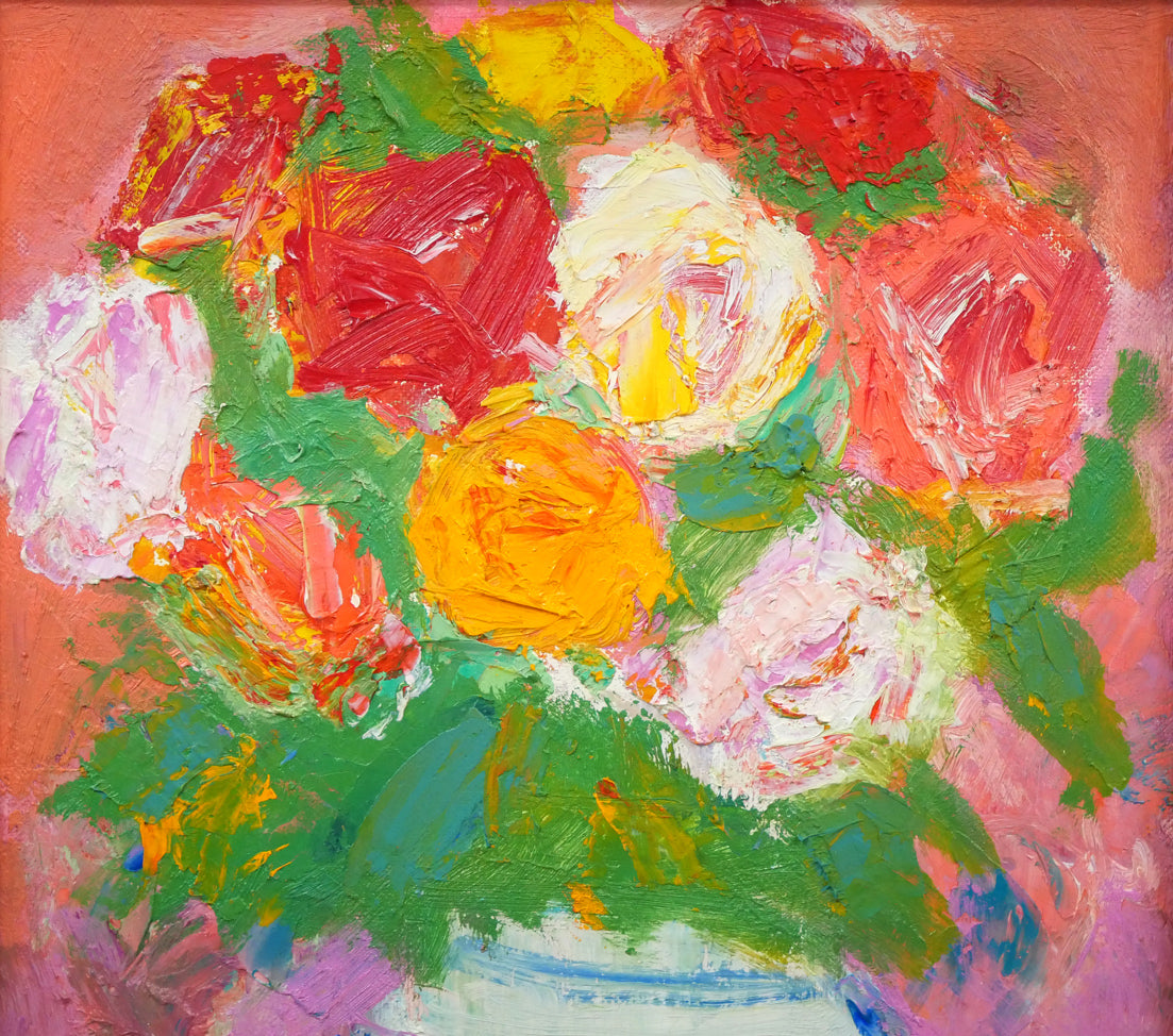 三塩清巳「バラ」油絵・F4号 拡大画像1