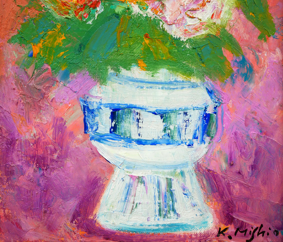 三塩清巳「バラ」油絵・F4号 拡大画像3