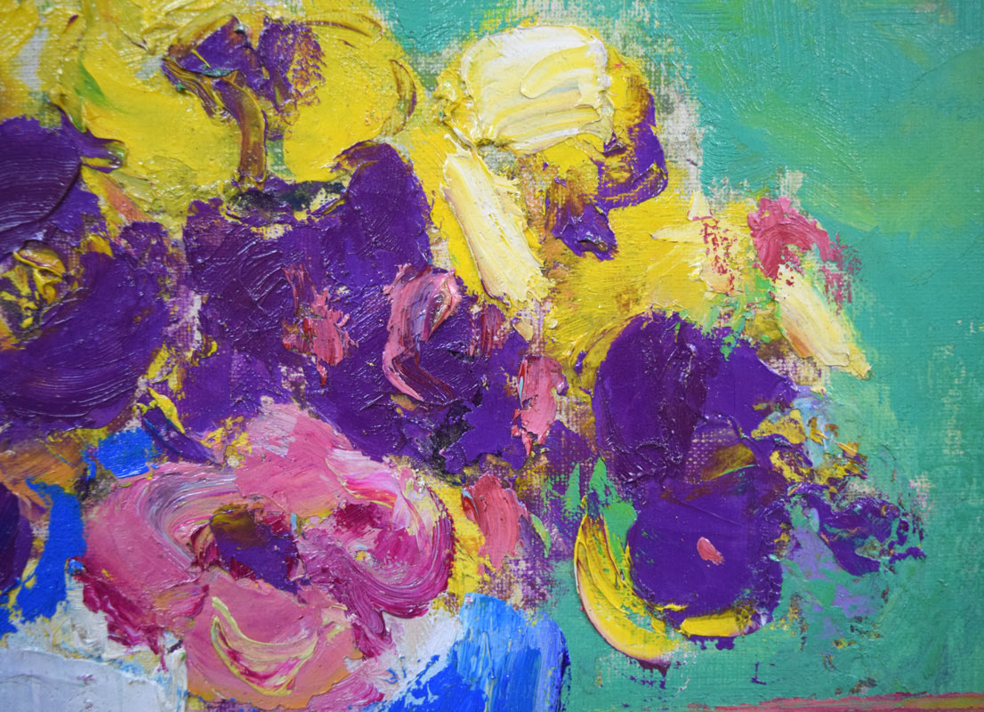 三塩清巳「パンジー」油絵・F4号 拡大画像3