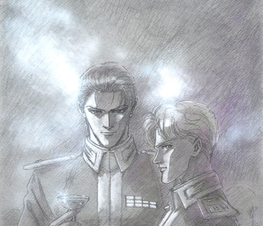 道原かつみ「双璧(銀河英雄伝説)」ミクスドメディア版画 拡大画像1