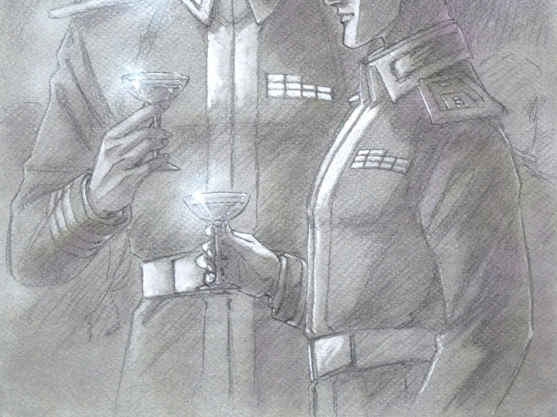 道原かつみ「双璧(銀河英雄伝説)」ミクスドメディア版画 拡大画像2