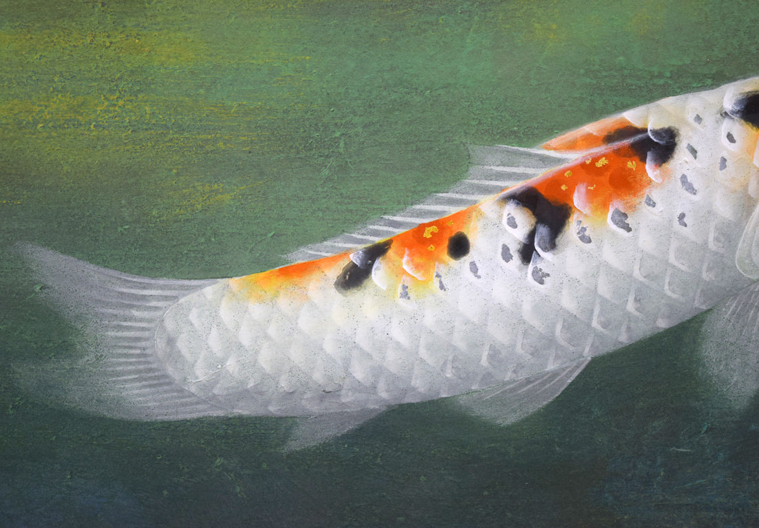 三輪高英「鯉」日本画・6号 拡大画像1