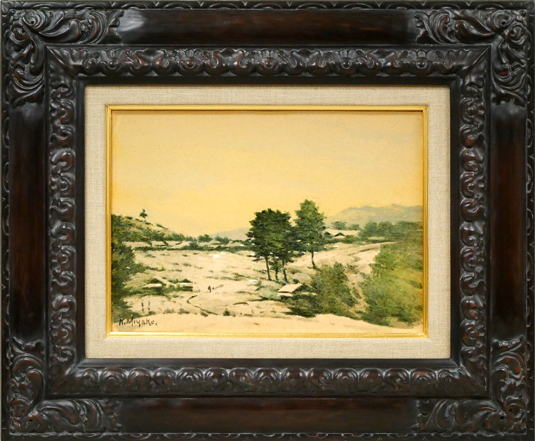 三宅克己「雪の朝」水彩画・4号