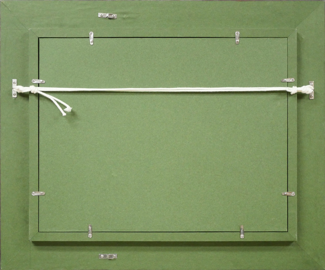 三宅克己「雪の朝」水彩画・4号 額縁裏側画像