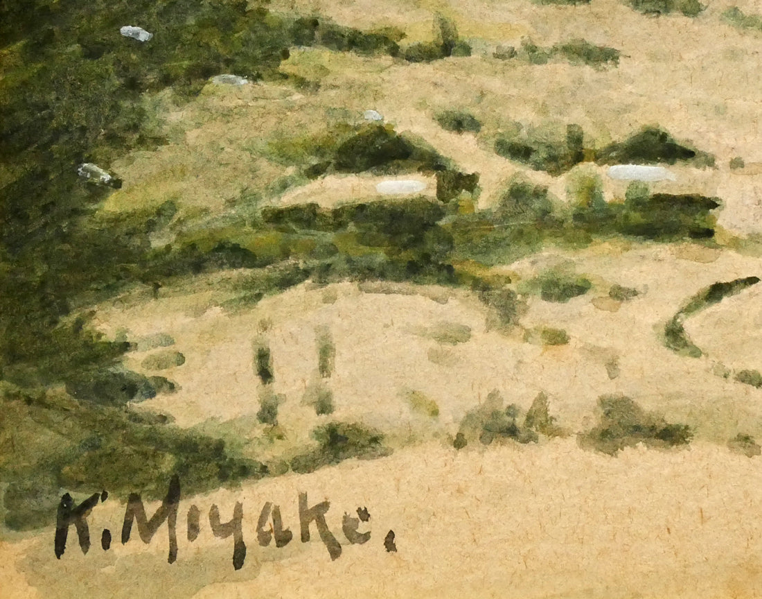 三宅克己「雪の朝」水彩画・4号 サイン拡大画像