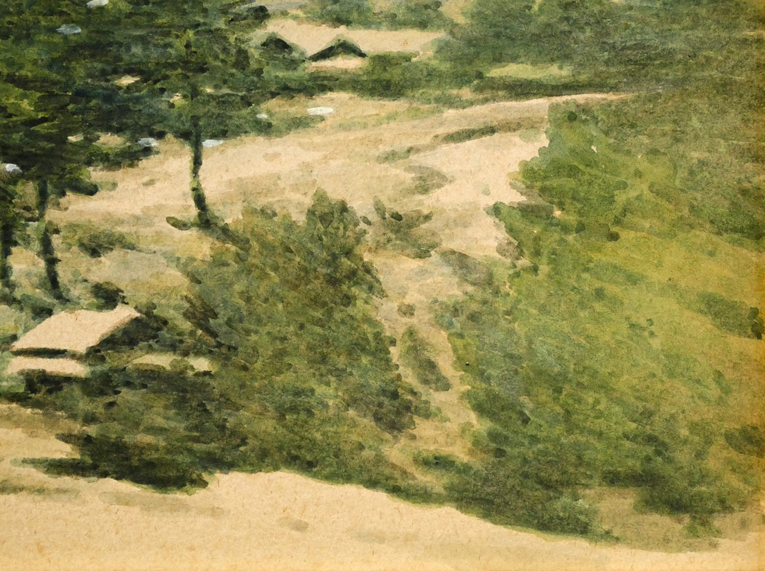 三宅克己「雪の朝」水彩画・4号 拡大画像4