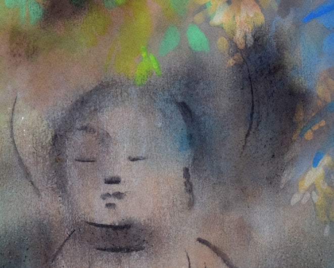 宮木薫「お地蔵さん」グワッシュ(水彩)・F6号 拡大画像3