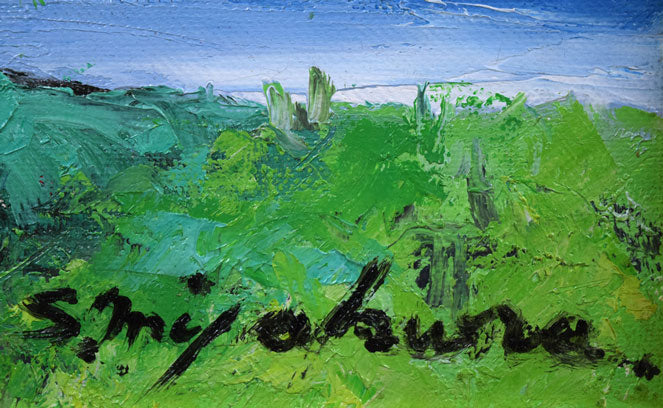 宮倉靖三「安曇野(木崎湖・長野県)」油絵・F4号 サイン拡大画像