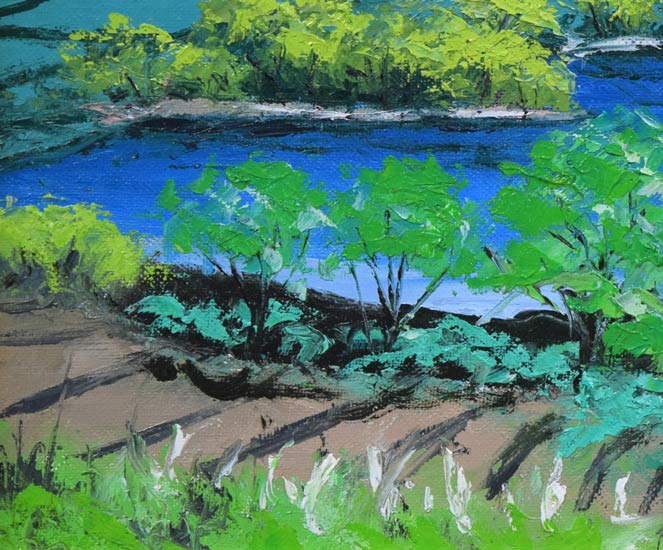 宮倉靖三「安曇野(木崎湖・長野県)」油絵・F4号 拡大画像3