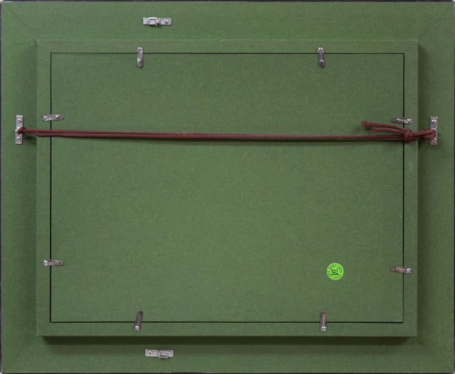 宮倉靖三「安曇野(木崎湖・長野県)」油絵・F4号 額縁裏側画像