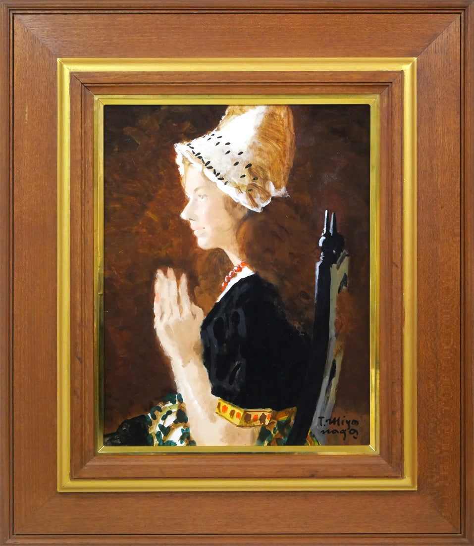 宮永岳彦「婦人像」油絵・F6号